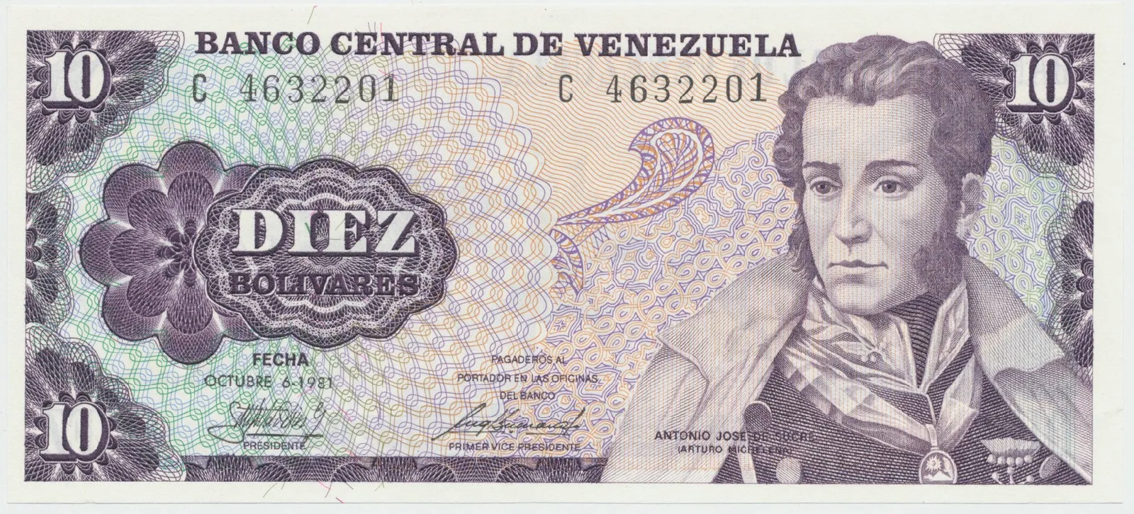 Venezuela, 10 Bolivares 1981, P.60