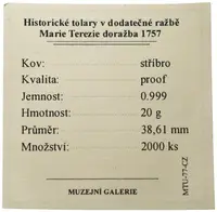 Replika - Historický tolar - Marie Terezie 1757 - fotografie 2
