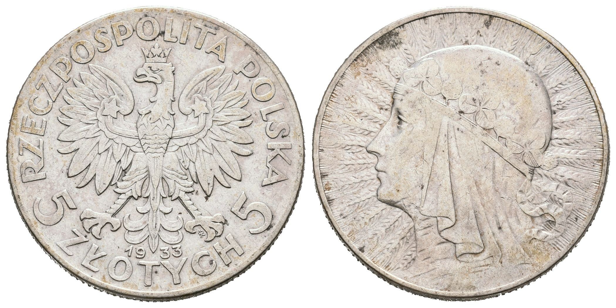 Polsko, 5 Zlotých 1933 - Polonia