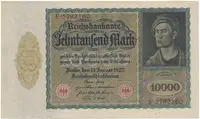 Německo, 10.000 Mark 1922, velký formát, zjednodušený obraz na Rv., Ro.68b