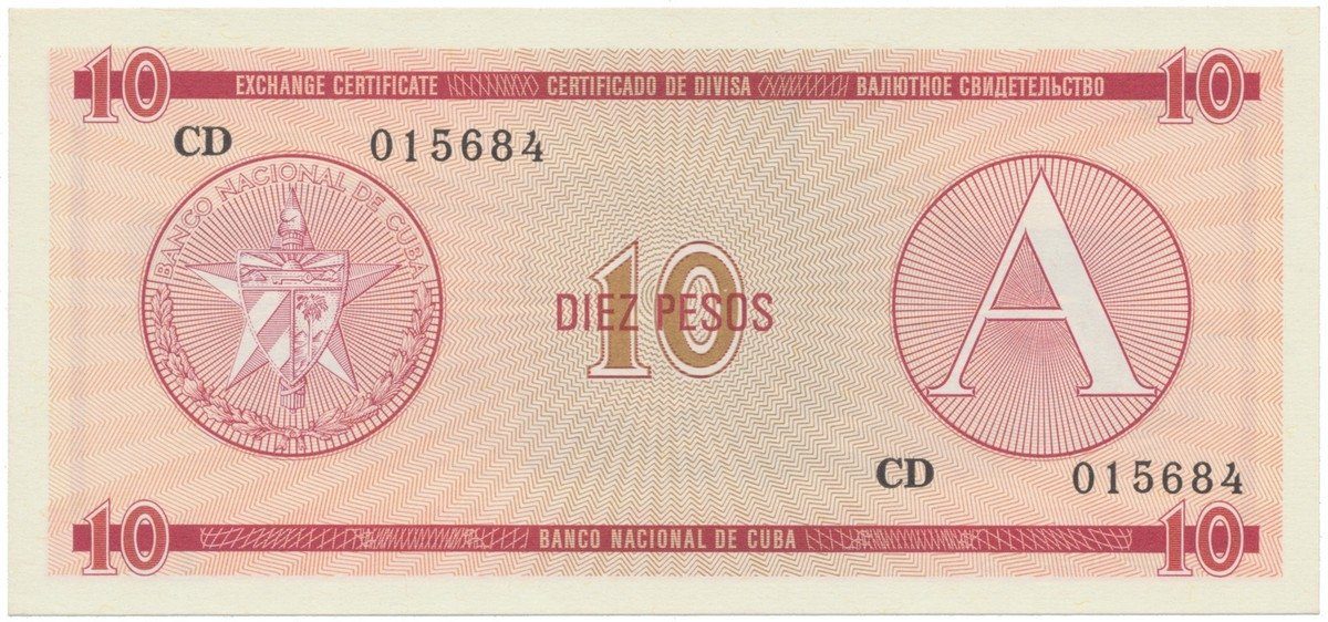Kuba, 10 Pesos (1985), série A, P.FX4