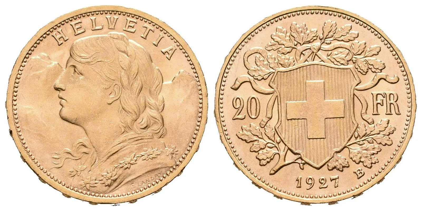 Švýcarsko, 20 Frank 1927 B