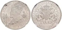 2 Kronor 1897 EB - 25. výročí panování, KM.762, certifikace NGC, hodnocení MS 66, — 1
