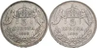 5 Koruna 1900 KB, patina, rysky_2 ks — 2