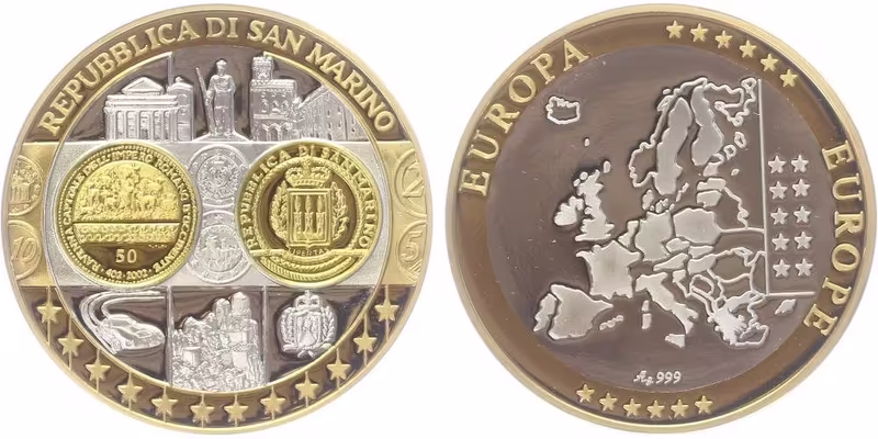 AR Medaile b.l. - Mapa sjednocené Evropy - San Marino
