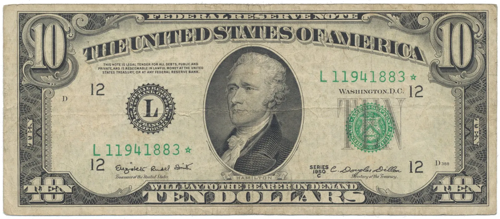 USA, 10 Dollars 1950C, náhradní série *, Pick.439cr