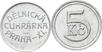 Praha - Dělnická cukrárna Praha XI, známka na 5 Kč. Al 22 mm, — 2