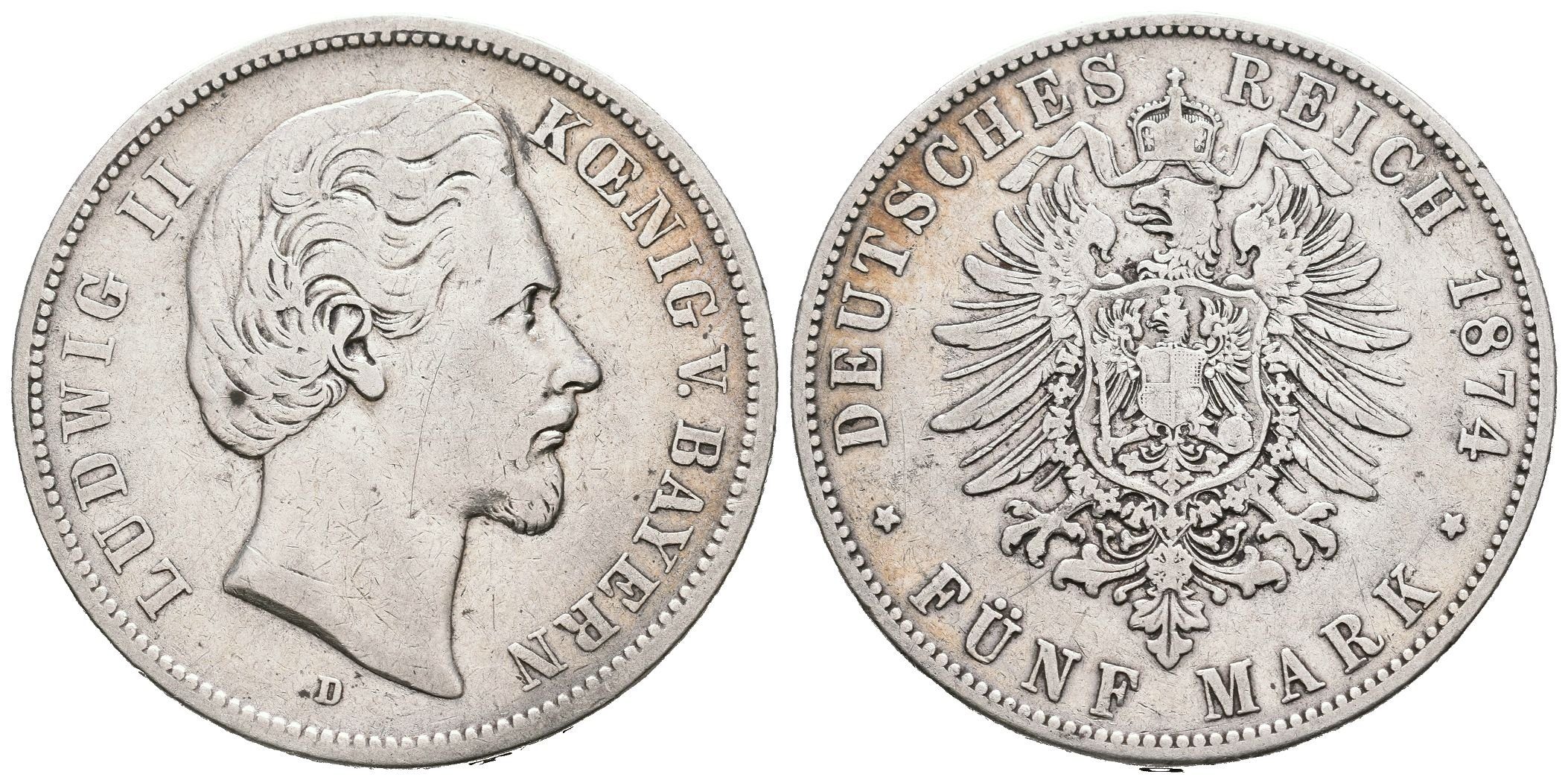 Bavorsko, 5 Marka 1874 D