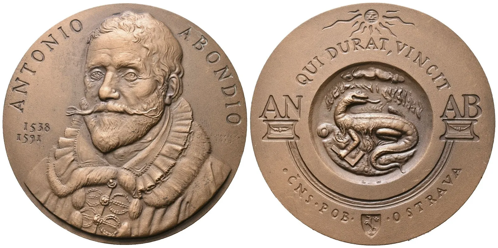 AE Medaile 1980 - Antonio Abondio, ČNS Ostrava. Bronz 69 mm — 1