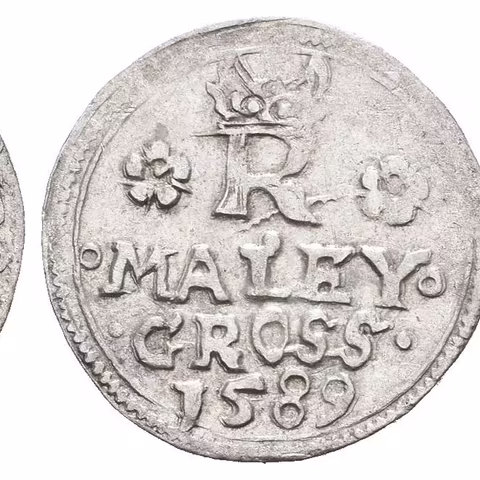 Malý groš 1589, Jáchymov-Hofmann, HN.8a (opis 7c), patina, rysky