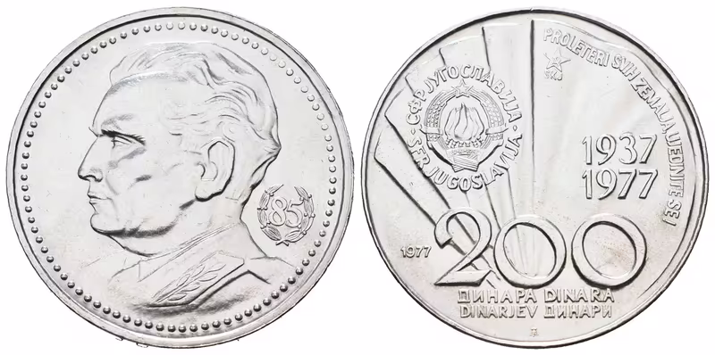 Jugoslávie, 200 Dinár 1977 - 85. narozeniny Josipa Broze Tita