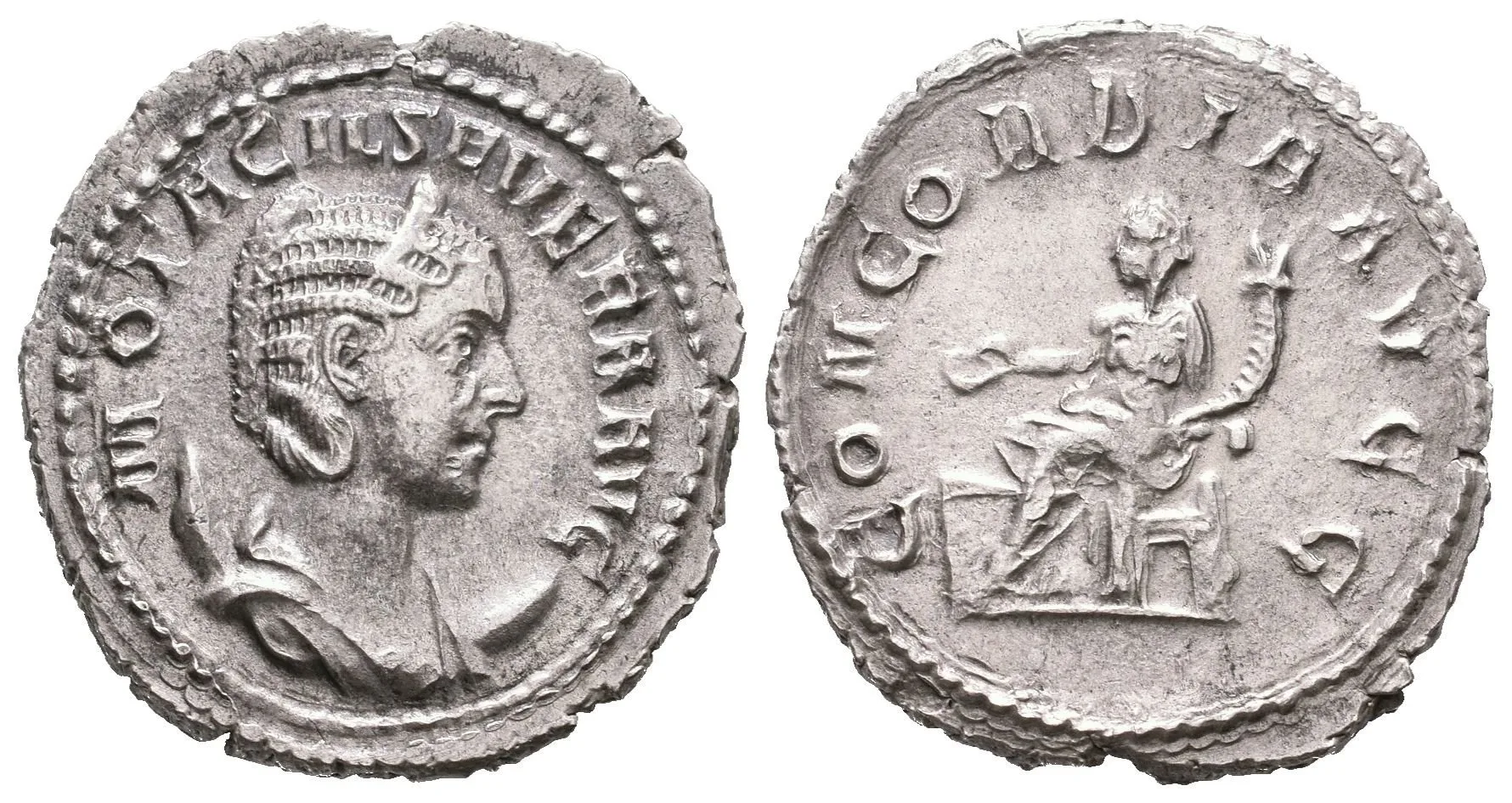Antoninian, 246 - 248, Rv: CONCORDIA AVGG, sedící Concordia zleva drží — 1