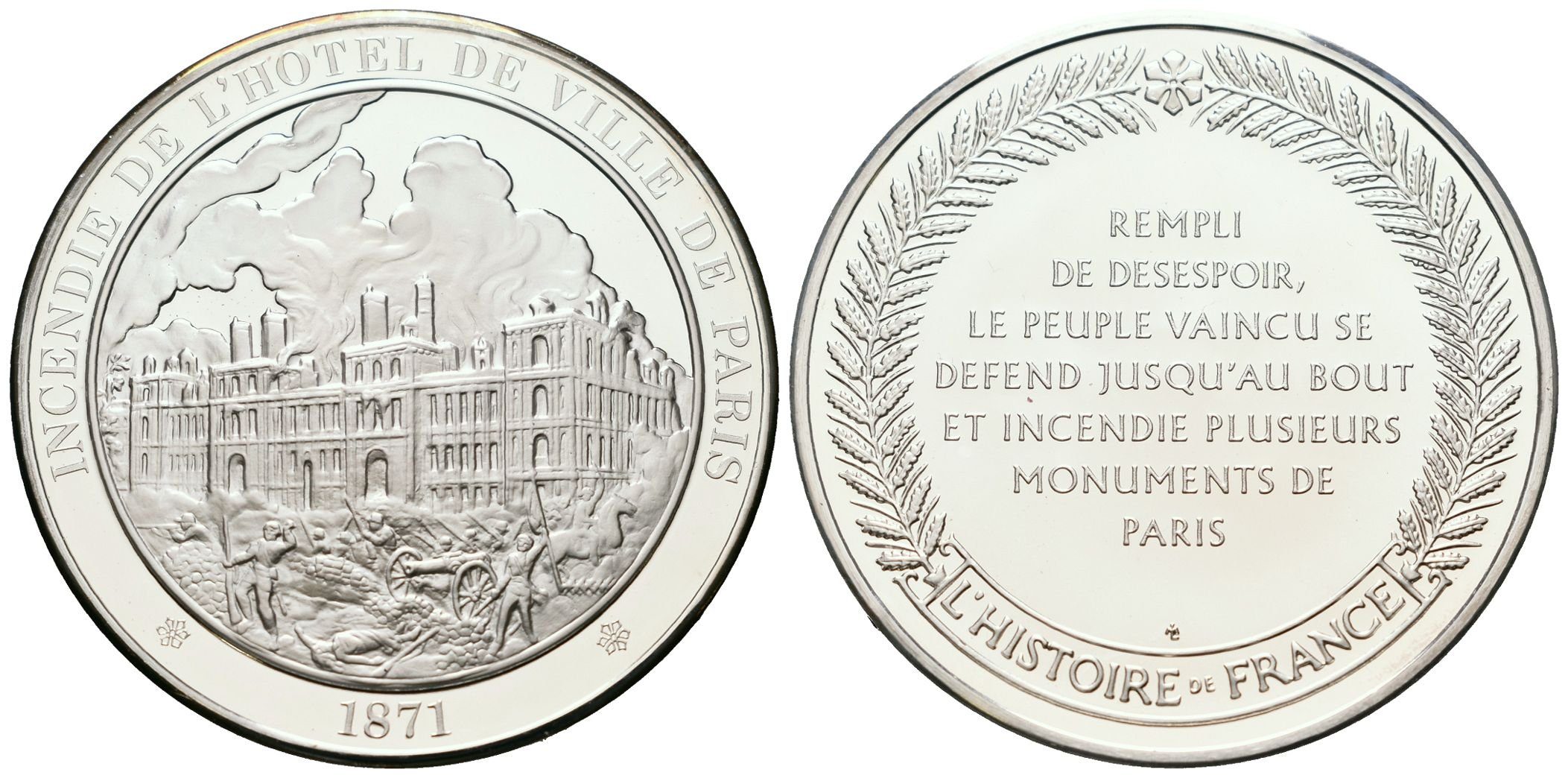 Francie - AR Medaile b.l. - Incendie de l'Hôtel de Ville de Paris