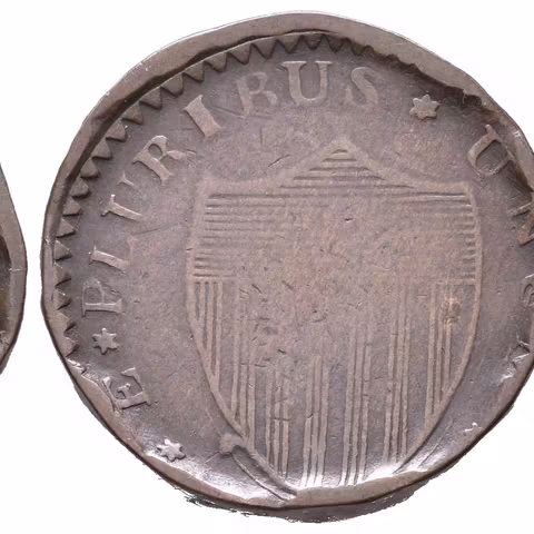 AE Žeton 1787 - 1/2 Pence New Jersey Trident Shield, Cu 26 mm,
