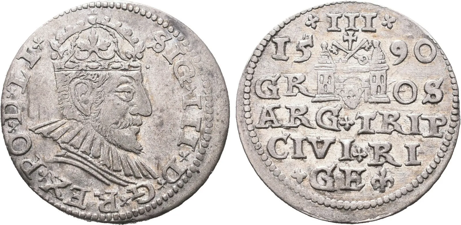 Polsko, III Groš 1590, Riga