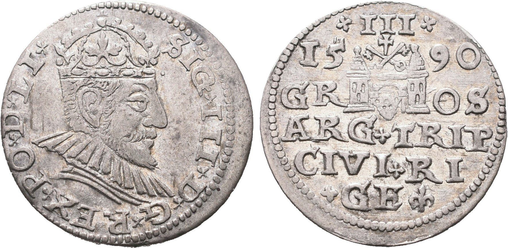 Polsko, III Groš 1590, Riga