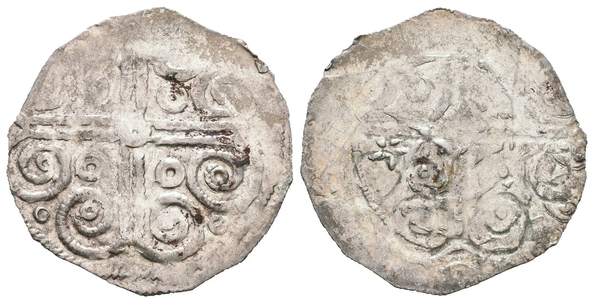Široký fenik pro 2. křížovou výpravu 1147-1148. Široký berlový kříž s kroužky mezi rameny, — 1