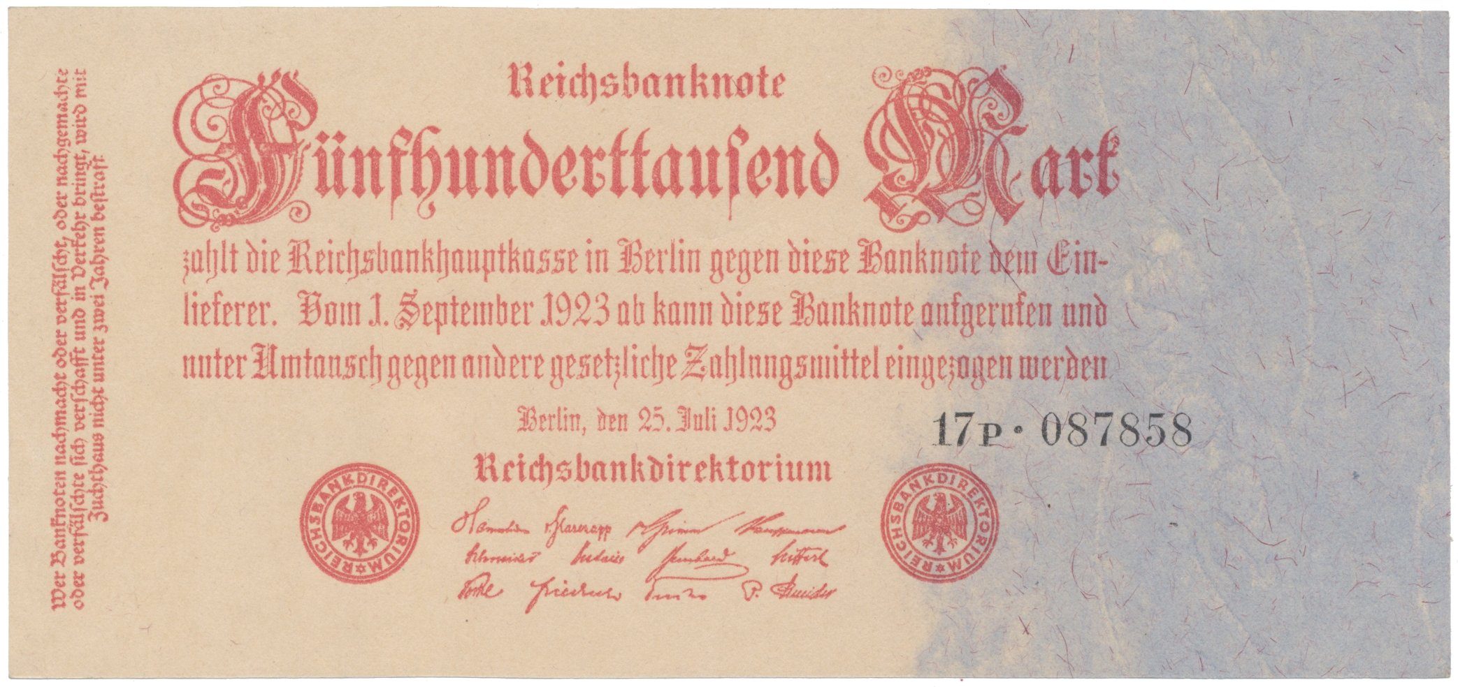 Německo, 500 000 Mark 1923, Ro.91b