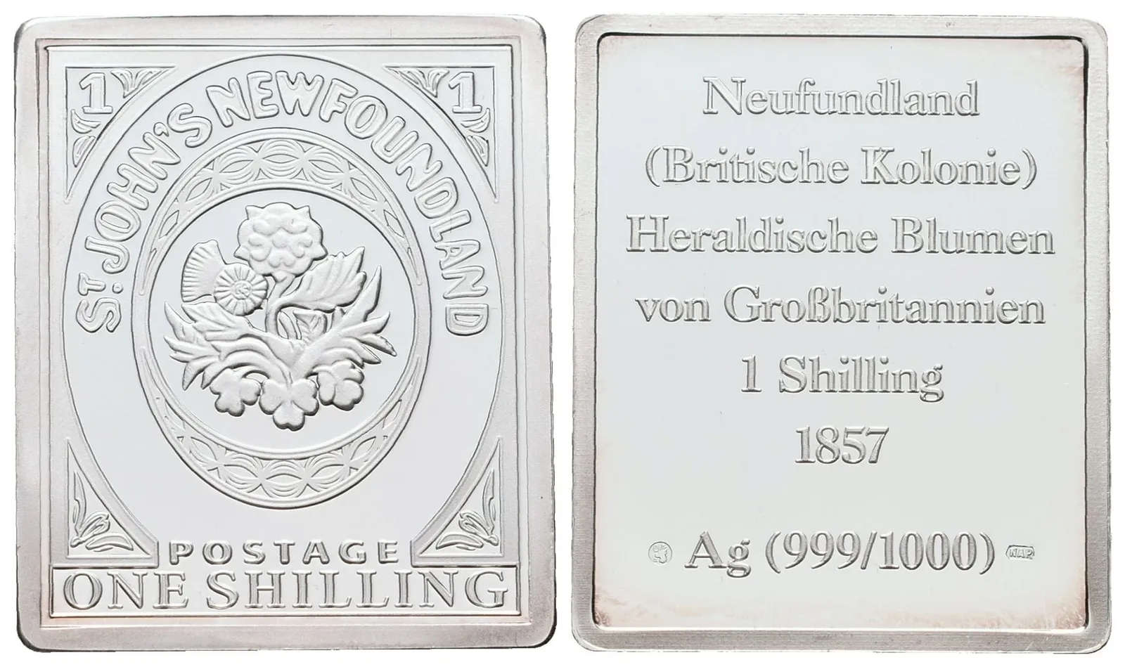 Stříbrná známka - Newfoundland 1 Shilling - 1857 - Ag 9g 999/1000