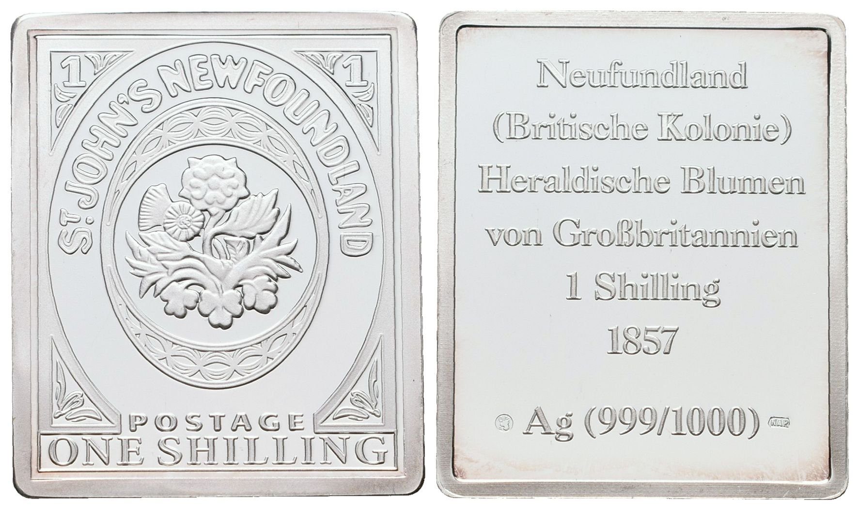 Stříbrná známka - Newfoundland 1 Shilling - 1857 - Ag 9g 999/1000