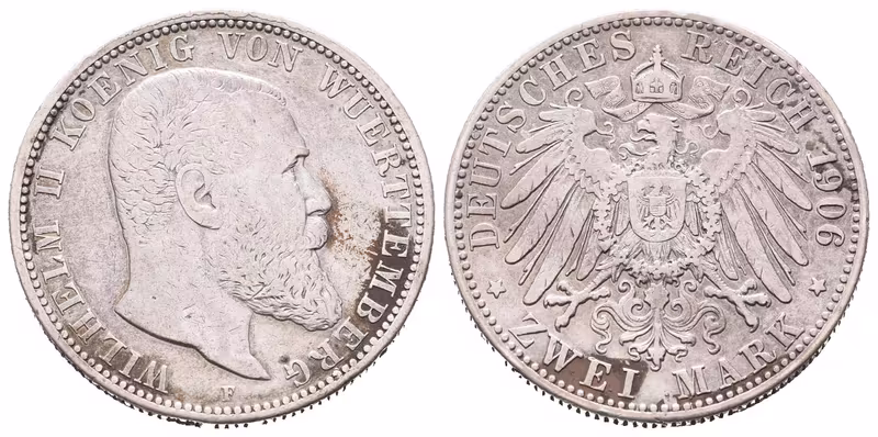 Württemberg, 2 Marka 1906 F