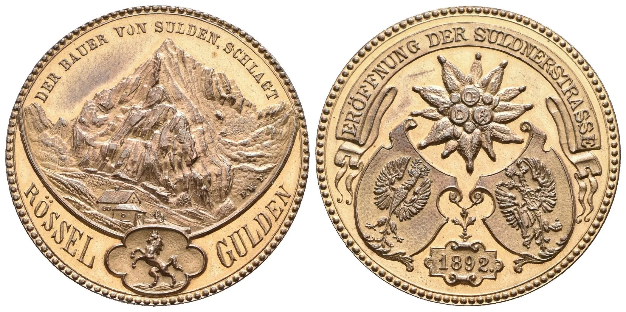 AE Medaile 1892 - Meránský zlatník, k příležitosti Suldnerfestu a otevření — 1