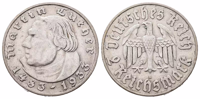 III. říše, 2 Marka 1933 A - Martin Luther