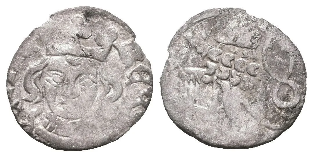 Peníz (1383 - 1384), bez vnitřního perlovce, Sm. - , Ch.134, Cast.33(?), — 1
