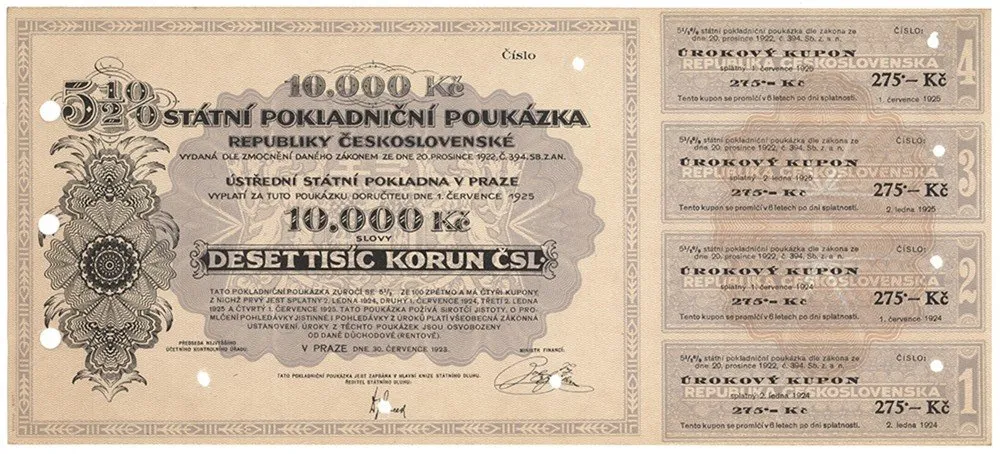 Státní pokladniční poukázky, 1919 - 1939 — 1