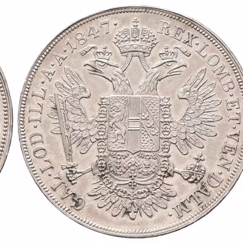 1/2 Tolar 1847 A, krásná zachovalost, ražební lesk, patina, drobné rysky