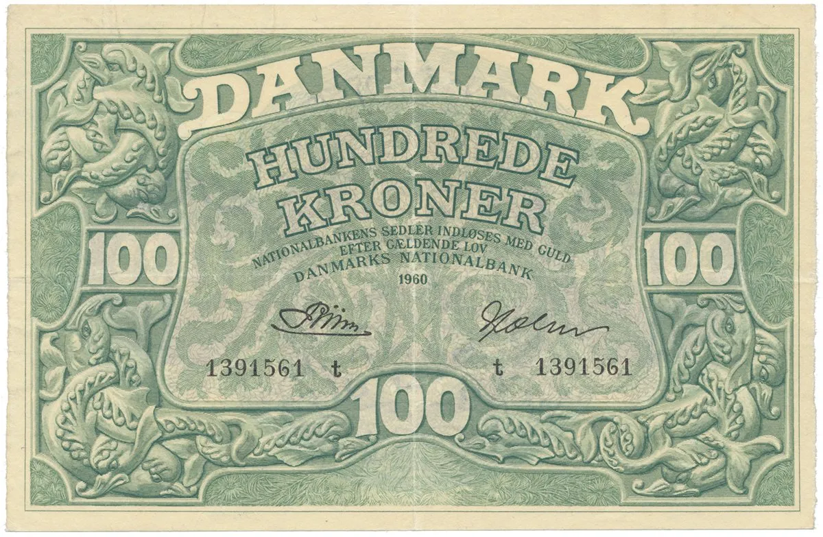 Dánsko, 100 Kroner 1960, P.39u