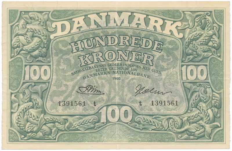 Dánsko, 100 Kroner 1960, P.39u