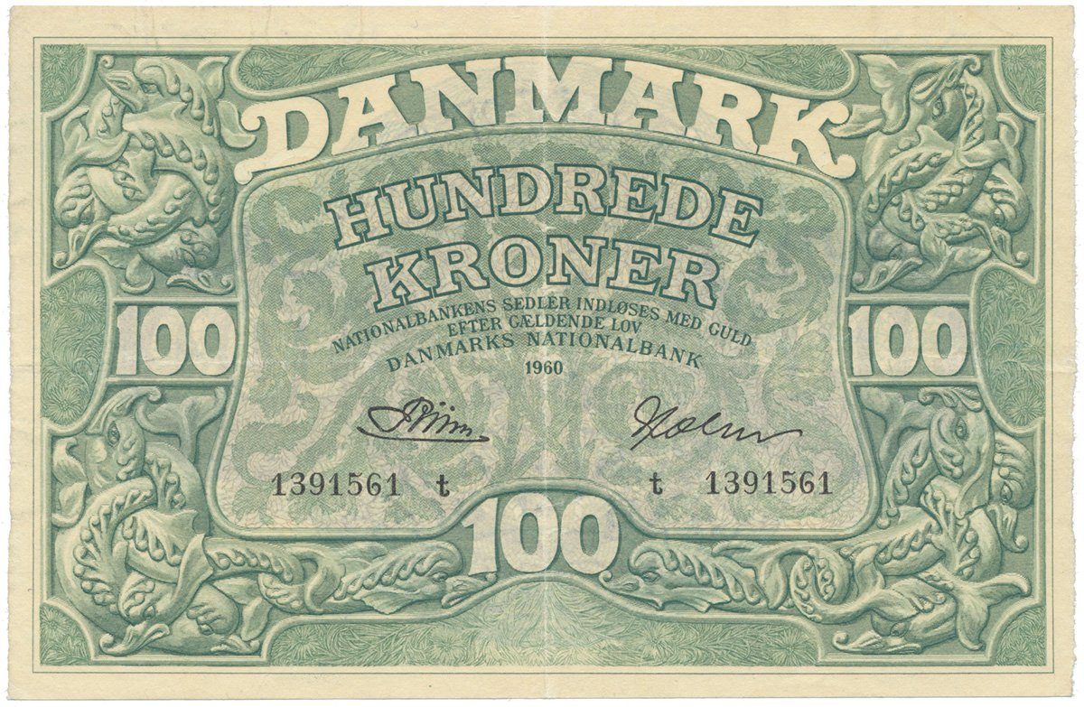 Dánsko, 100 Kroner 1960, P.39u