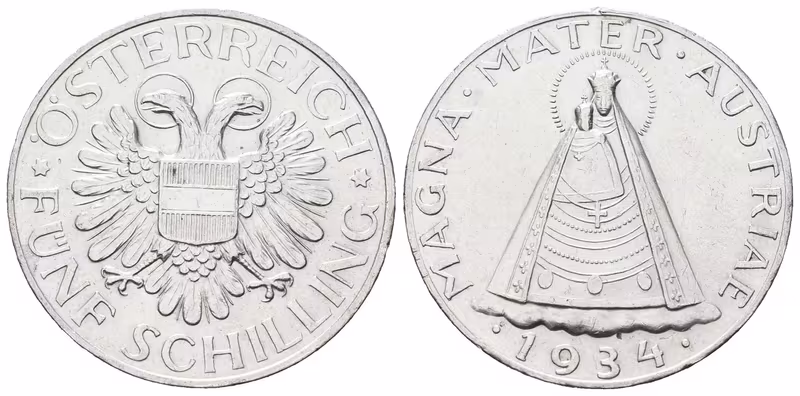 Rakousko, 5 Schilling 1934