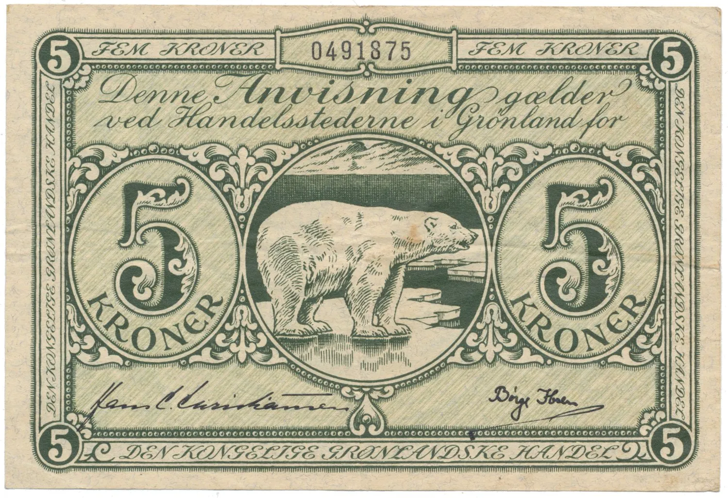 Grónsko, 5 Kroner (1953-1967), P.18a