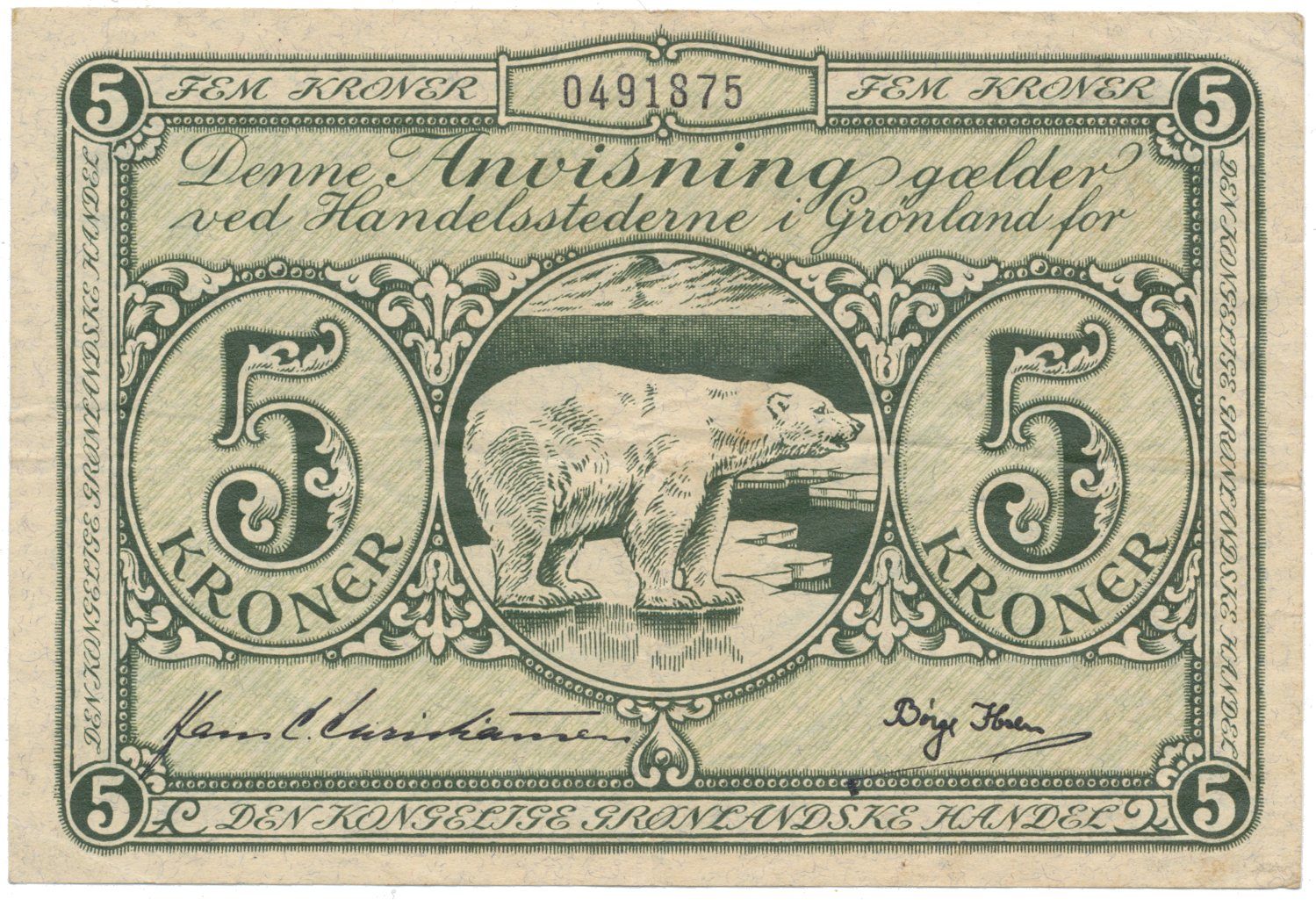 Grónsko, 5 Kroner (1953-1967), P.18a