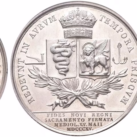 AR Medaile 1815 (G. Vassallo) - Holdování v Miláně 15. 5. 1815.  Poprsí císaře zleva, opis