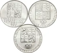 Soubor mincí 100 Kčs 1990 - Bohuslav Martinů, 1991 - Dvořák a W. A. Mozart, — 2