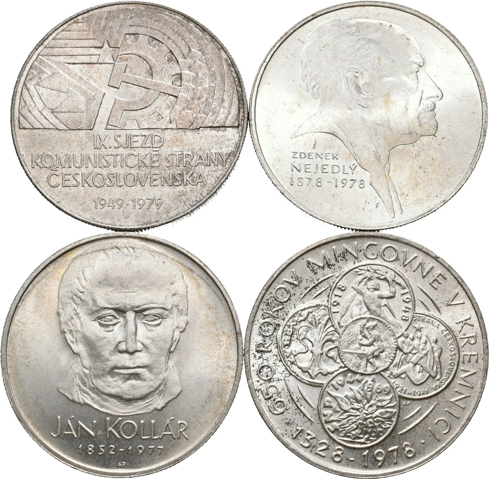 Soubor mincí 50 Kčs 1977 - Ján Kollár, 1978 - Kremnica a Nejedlý, — 1