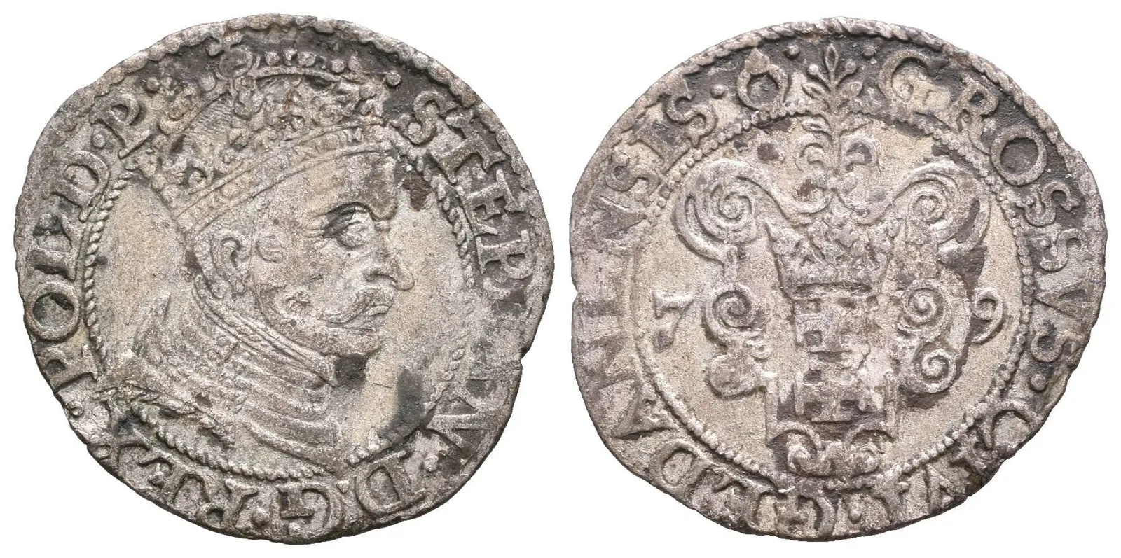 Groš 1579, Gdaňsk, Kop.7433, patina, ned. (1,45 g) — 1