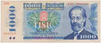 Československo, 1000 Koruna 1985, první série C 01,Hej.106aC