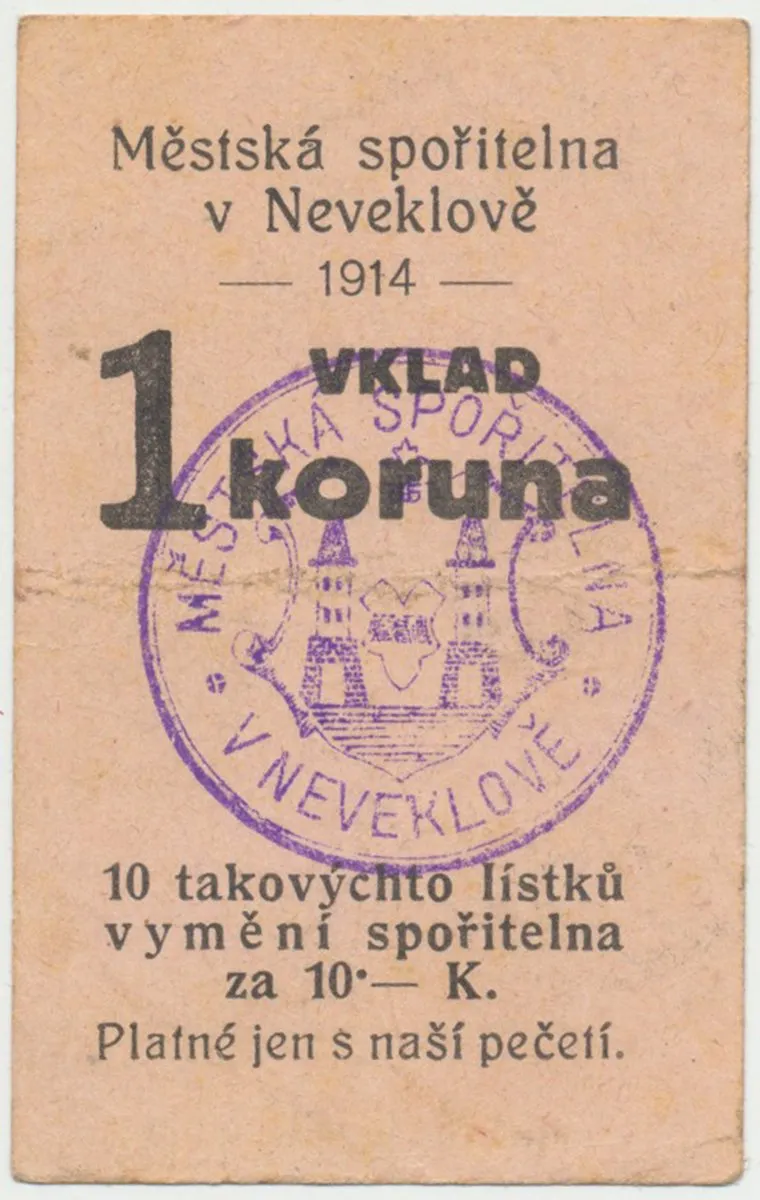 Neveklov - spořitelna, 1 K  1914, HH.149.1.2b.5