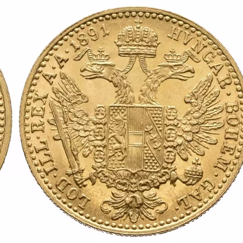 Dukát 1891, krásná zachovalost, lesk, rysky