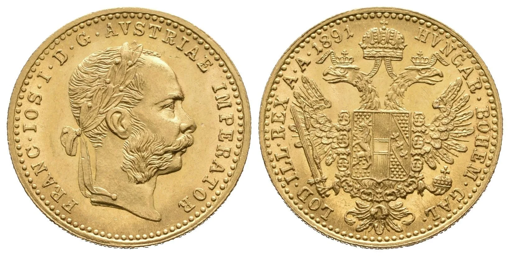 Dukát 1891, krásná zachovalost, lesk, rysky — 1