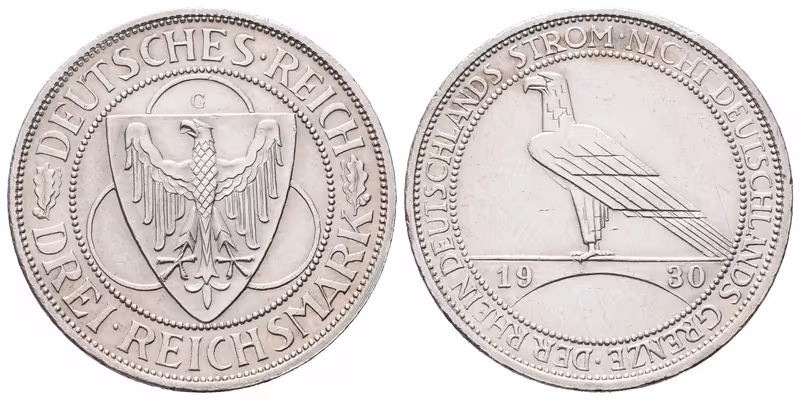 Výmar, 3 Marka 1930 G - Porýní