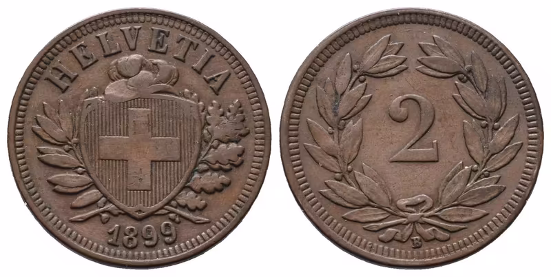 Švýcarsko, 2 Rappen 1899