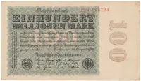 Německo, 100 Millionen Mark 1923, Kreuzblütten, Ro.106F