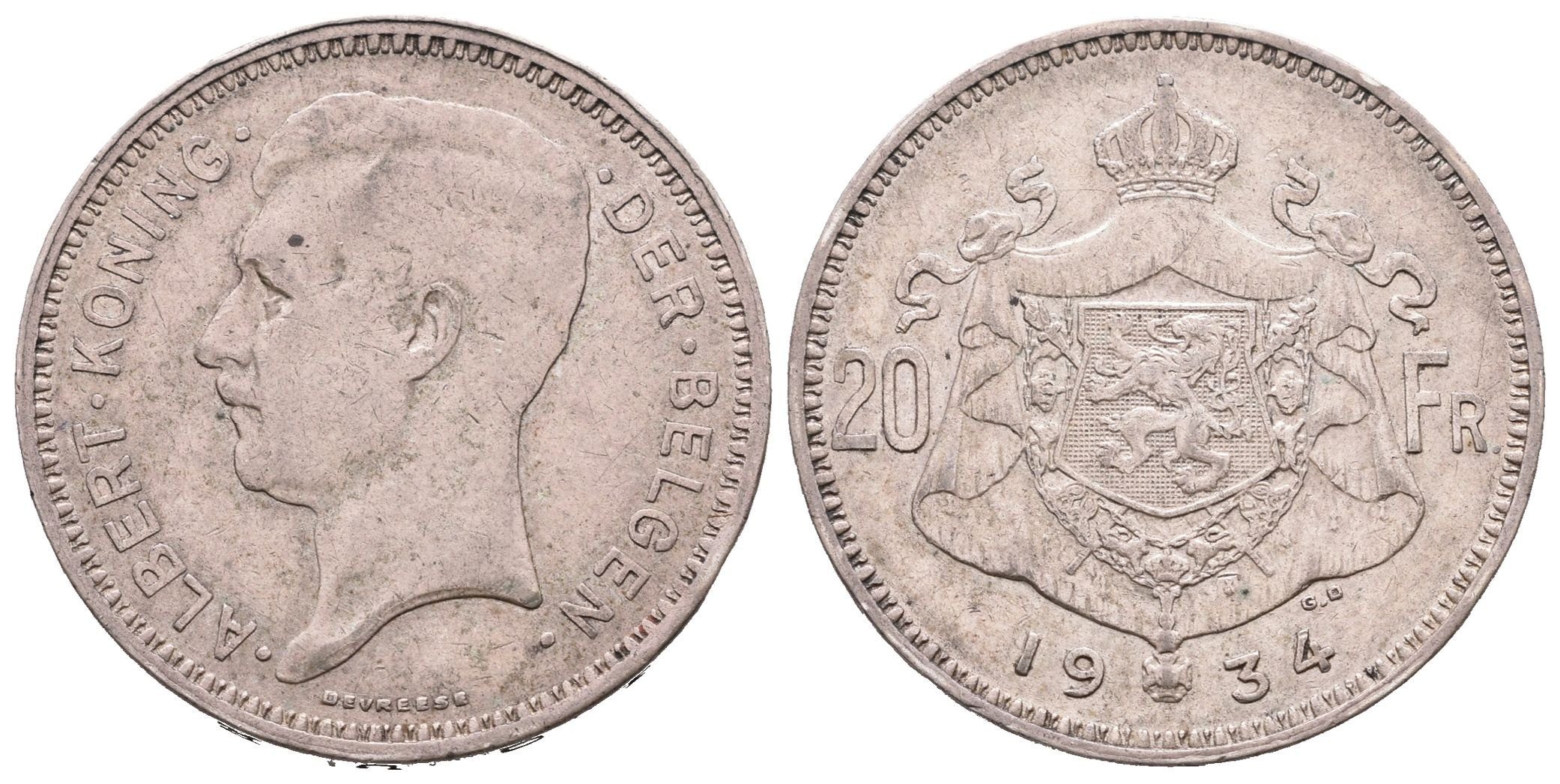 Belgie, 20 Frank 1934