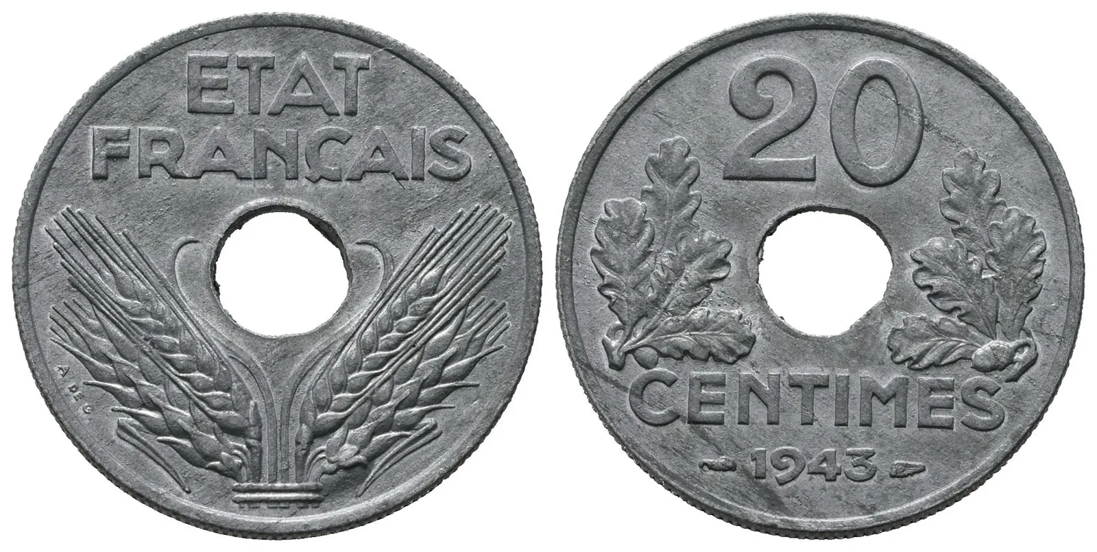 Francie - Vichy, 20 Centimes 1943