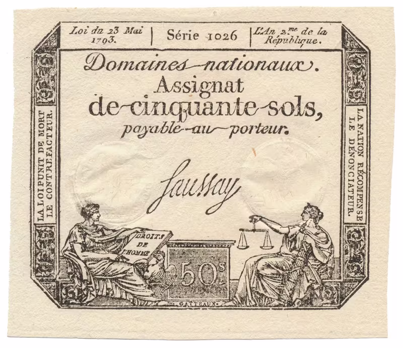 Francie, 50 Sols  23. 5. 1793, P.A70b